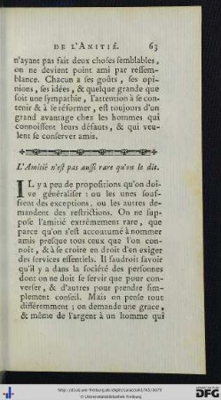 L’Amitié n’est pas aussi rare qu’on le dit.