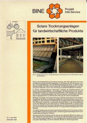 Solare Trocknungsanlagen für landwirtschaftliche Produkte.