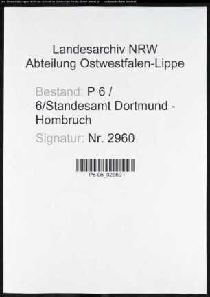 Sterberegister Standesamt Dortmund-Hombruch (XXIII)