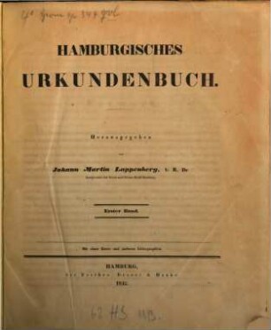 Hamburgisches Urkundenbuch. 1