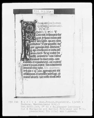 Lektionar aus Salzburg — Initialen F(ratres) und I(n illo tempore), Folio 8recto