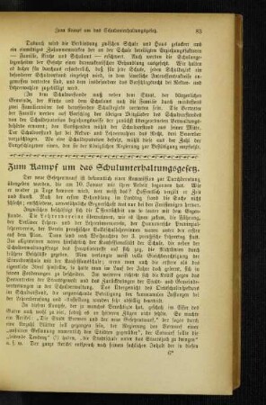 Zum Kampf um das Schulunterhaltungsgesetz