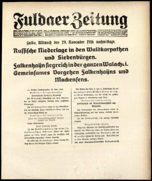 Ausgabe vom Mittwoch, den 29. November 1916.