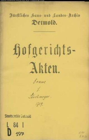 Drawe, Hermann Heinrich zu Berlebeck gegen Stockmeier zu Berlebeck - Schuldforderung