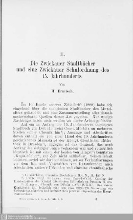II. Die Zwickauer Stadtbücher und eine Zwickauer Schulordnung des 15. Jahrhunderts