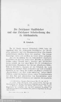 II. Die Zwickauer Stadtbücher und eine Zwickauer Schulordnung des 15. Jahrhunderts
