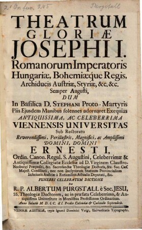 Theatrum Gloriae in Exequiis Josephi I. Rom. Imp.