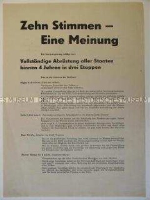 Propagandaflugblatt zu einem Abrüstungsvorschlag der UdSSR vor der UNO