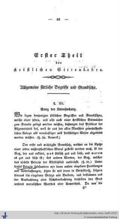 Erster Theil der christlichen Sittenlehre.