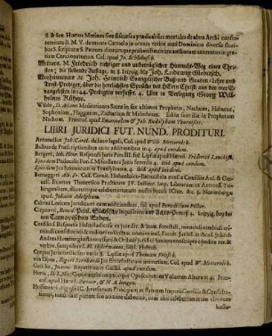 Libri Juridici Fut. Nund. Prodituri.