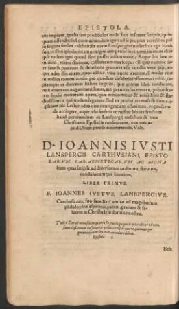D. Ioannis Iusti ... Epistolarum Paraeneticarum Ac Monalium ... Liber Primus.