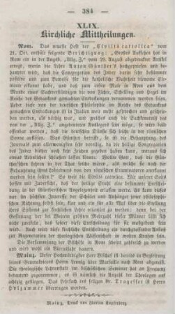 384 Kirchliche Mittheilungen