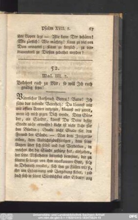 52. Mal. III. 7. Bekehret euch zu Mir, so will Ich euch gnädig seyn?