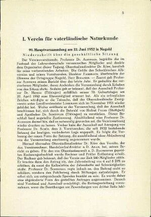 I. Verein für vaterländische Naturkunde