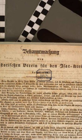 Bekanntmachung den historischen Verein für den Isar-Kreis betreffend