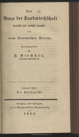 Zehntes Heft: Die Pferdezucht