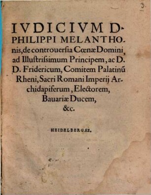 Iudicium de controversia coenae Domini