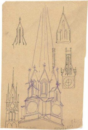 Schmidt, Heinrich von; München; St. Maximilian - Turm (Perspektive, Details)
