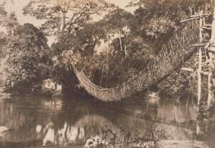 Hängebrücke, Foumban : Kamerun, Bamum, Foumban. Lianen-Hängebrücke über einen Nebenfluss des Mbam, 1911/1915
