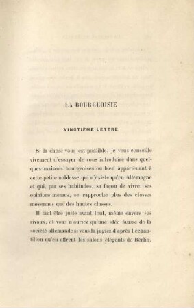 La bourgeoisie. Vingtième lettre