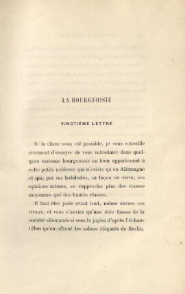 La bourgeoisie. Vingtième lettre