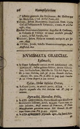 Numismata Graeciae.