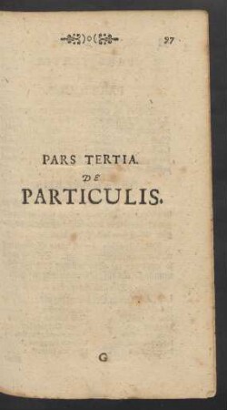 Pars Tertia De Particulis