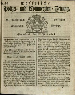 Nr. 54, Sonnabend, den 8ten Julii 1815