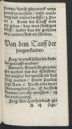 Von dem Tauff der jungen kinder.