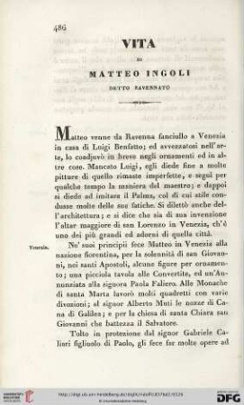 Vita di Matteo Ingoli detto Ravennato