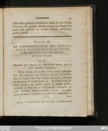 Caput II. De Confirmatione Vel Insinuatione Pactorum Dotalium Ex Iure Provinciali Brunsvico Luneburgico.