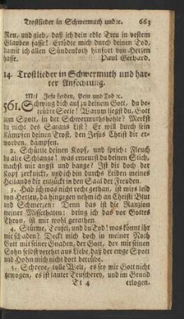 14. Trostlieder in Schwermuth und harter Anfechtung