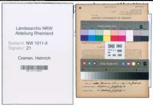 Entnazifizierung Heinrich Coenen , geb. 08.08.1879 ()