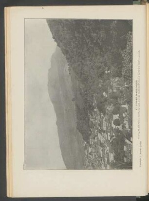 St. Pierre, Martinique - [Photograph] : Showing Mount Pelée in the background, and the residence portion of the city in the foreground. Copyright, J. Murray Jordan.