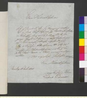 Brief von Paraviso, Nicolaus an Goethe, Johann Wolfgang von