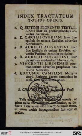 Index tractatuum totius operis