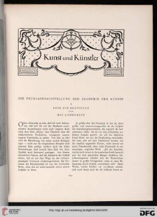 Die Frühjahrsausstellung der Akademie der Künste: Rede zur Eröffnung