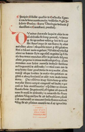 Questio de custodia lingue et corde bene ruminanda