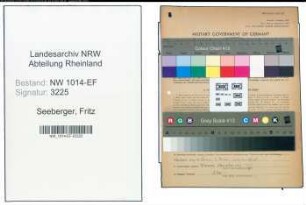 Entnazifizierung Fritz Seeberger , geb. 11.10.1896 (Prokurist)