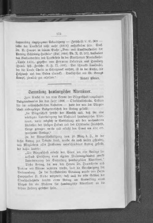 Sammlung hamburgischer Altertümer.