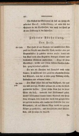 Zehente Abtheilung. Vom Halse.