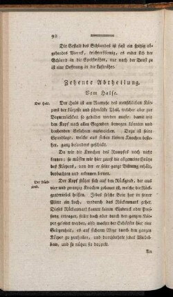 Zehente Abtheilung. Vom Halse.