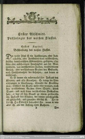 Erster Abschnitt. Pathologie des weißen Flusses
