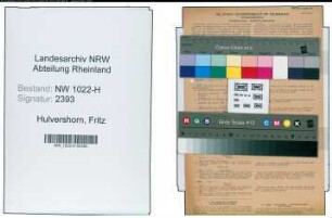 Entnazifizierung Fritz Hulvershorn , geb. 20.11.1892 (Bankangestellter)