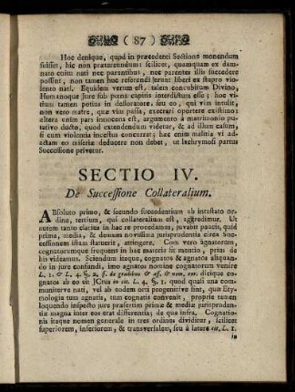 Sectio IV. De Successione Collateralium.