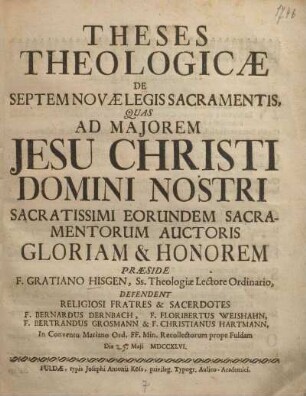 Theses theologicae de septem novae legis sacramentis