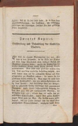 Zweytes Kapitel. Beschreibung und Behandlung der künstlichen Blattern