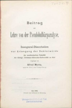 Beitrag zur Lehre von der Pseudobulbärparalyse