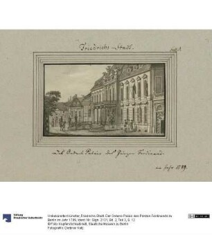Friedrichs-Stadt. Der Ordens Palais des Prinzen Ferdinands zu Berlin im Jahr 1789