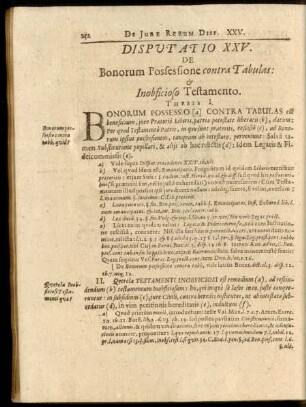 Disputatio XXV. De Bonorum Possessione contra Tabulas: & Inobficioso Testamento